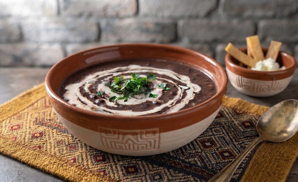 Caldo de Frijol Negro con Crema